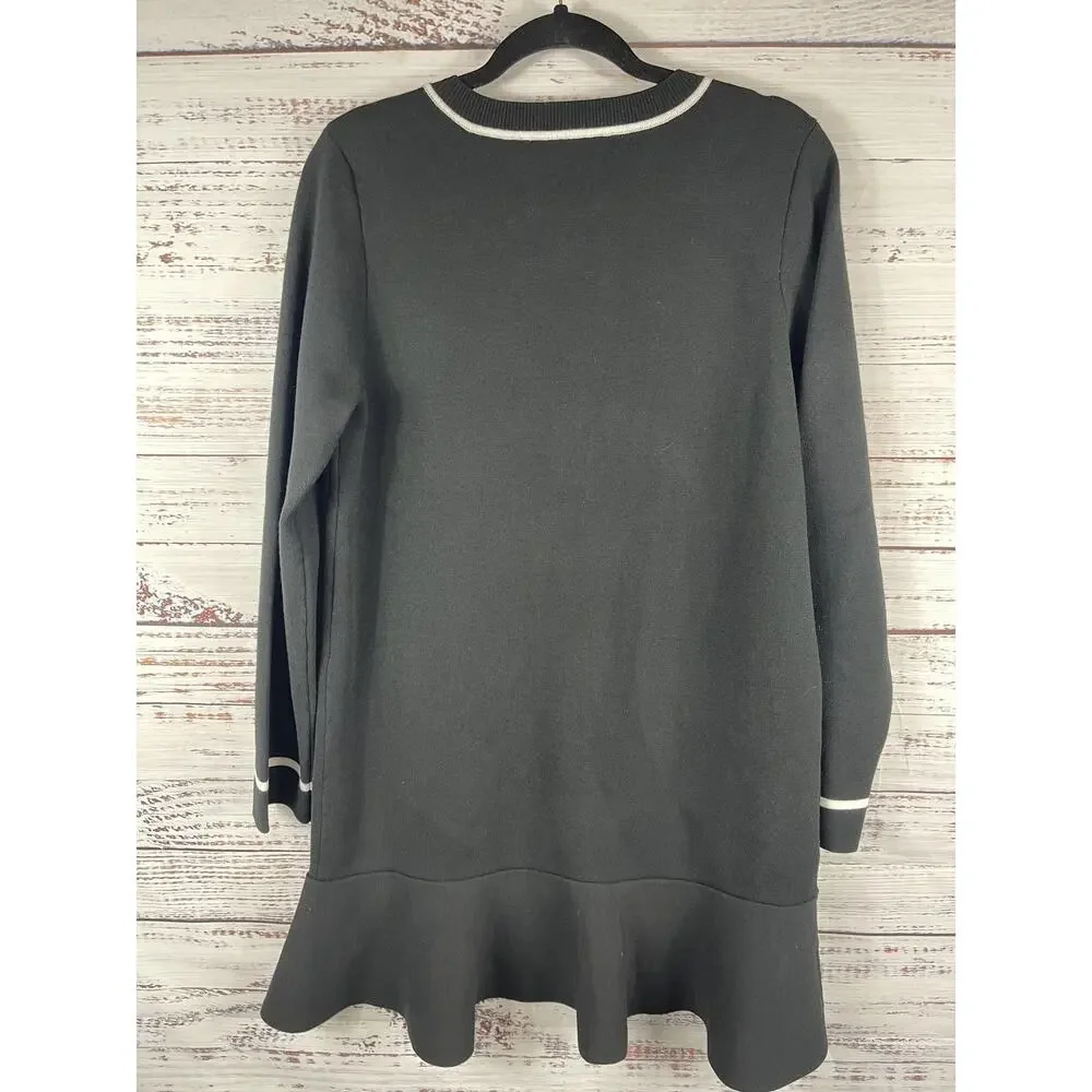 Endless Rose Sweater Dress Womens Medium Black Contrast Trim Button Front Short - Picture 8 of 11